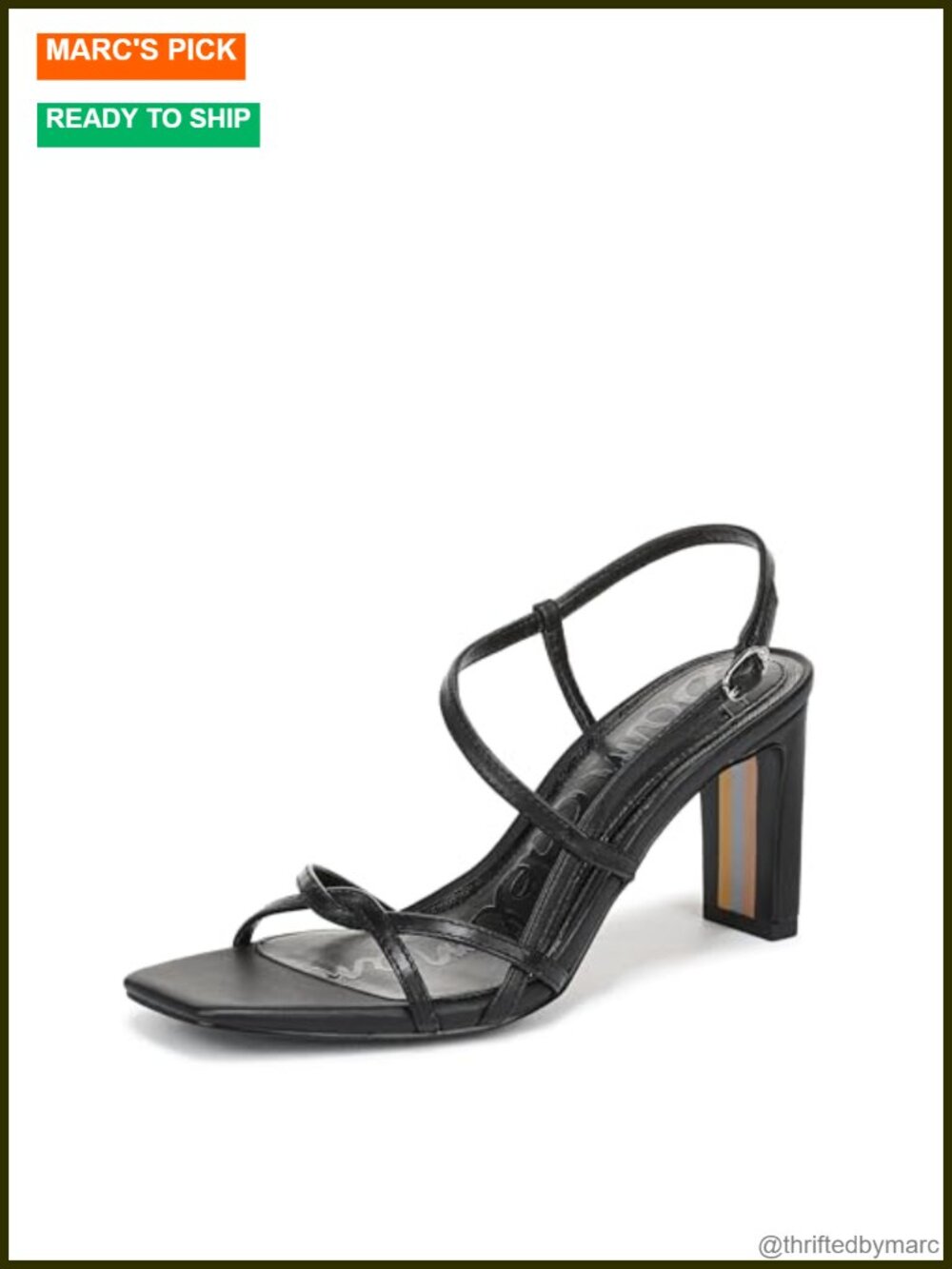 Sam Edelman Elissa Strappy Block Heel Sandal Leather Open Toe Dress
